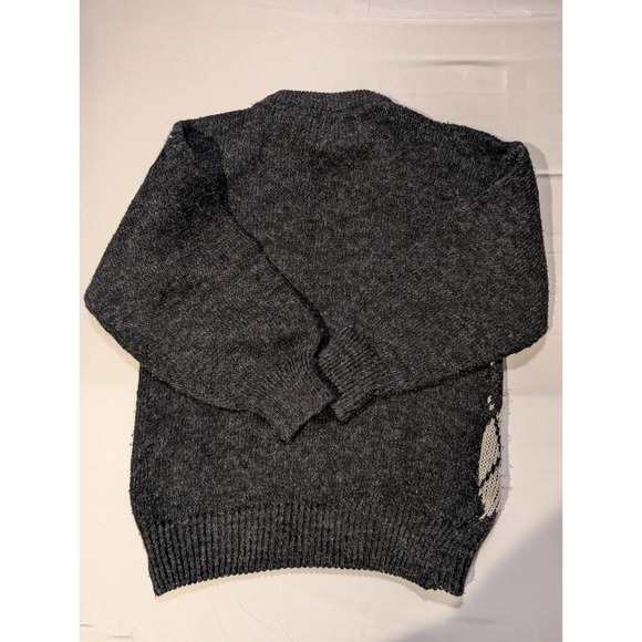 Polat Triko Mens Medium Argyle Sweater Baumwolle Cotton Dark Gray CrewNeck Knit - Picture 8 of 9